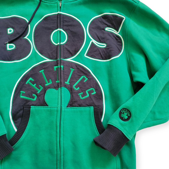 NBA UNK Boston Celtics Large Logo Embroidered Full Zip Sweatshirt Men Sz Large - Picture 7 of 10